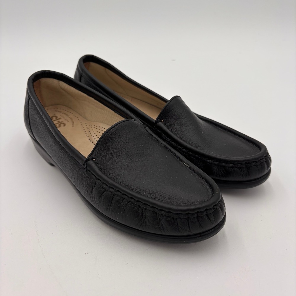 SAS Loafers Women 7 Black Excellent Leather Tripad Comfort Slip On Shoes
